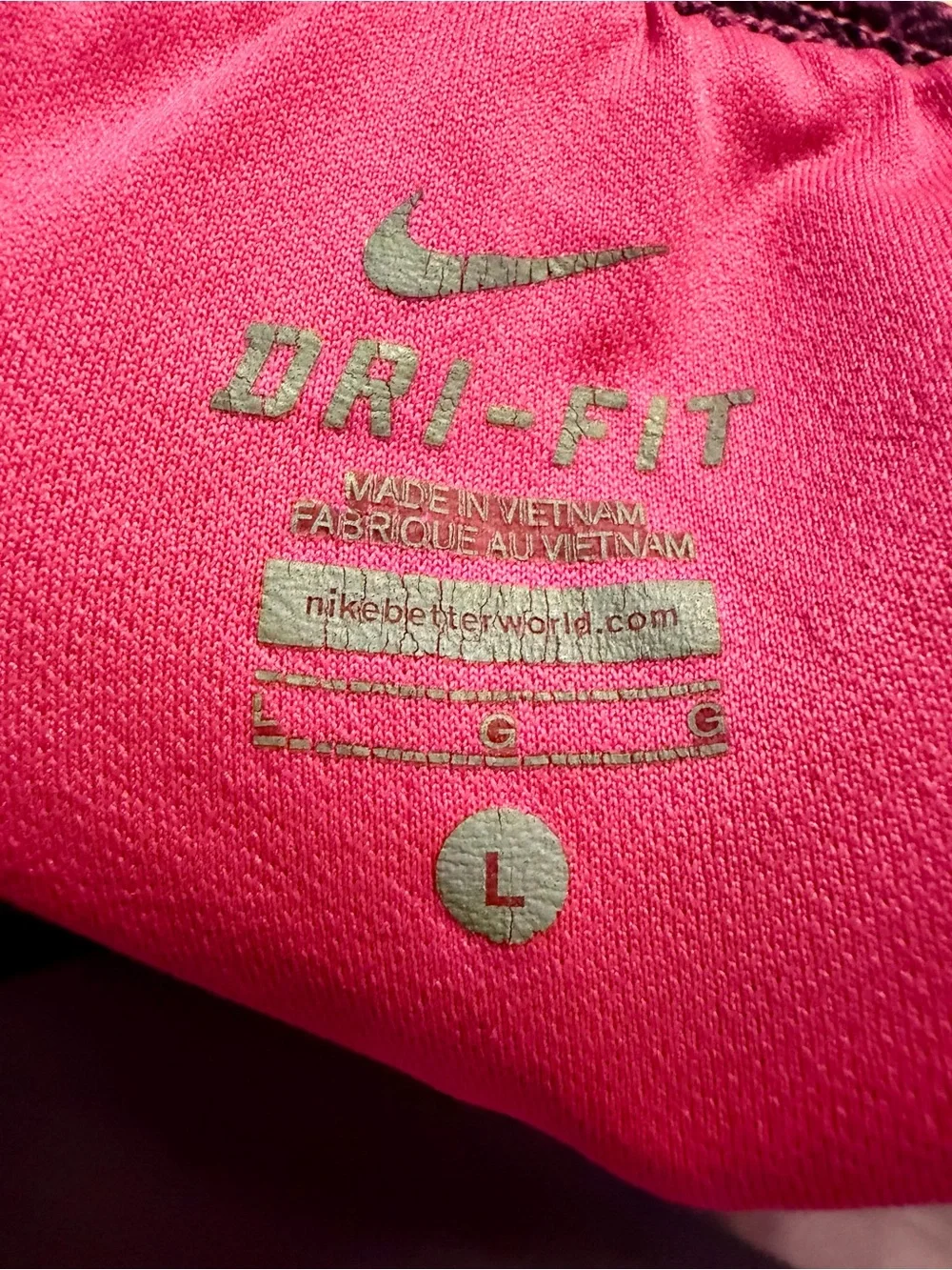 Nike Women's Pink Space-Dye Athletic Shorts with Teal Side Panels - Picture 2 of 3
